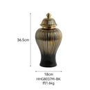 GobekUsa Black Ceramic Checkmate Ginger Jar Vase with Gold Rim