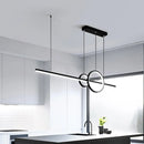 GobekUsa Modern Black/Gold Ring and Bar Metallic LED Island Pendant Lamp for Minimalist Kitchen Lighting