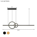 GobekUsa Modern Black/Gold Ring and Bar Metallic LED Island Pendant Lamp for Minimalist Kitchen Lighting