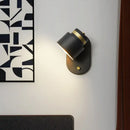 GobekUsa Modern Small Drum Wall Sconce with Rotatable LED Light - Black and Gold