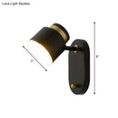 GobekUsa Modern Small Drum Wall Sconce with Rotatable LED Light - Black and Gold