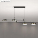 GobekUsa Minimalist Black Round Pendant Light - 4-Bulb Metallic Chandelier Fixture, Warm/White Lighting