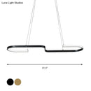 GobekUsa Modern S-Like Chandelier Lamp: Metallic Dining Room Pendant Light in Black/Gold, Warm/White LED Island