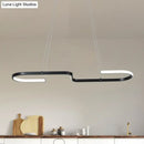 GobekUsa Modern S-Like Chandelier Lamp: Metallic Dining Room Pendant Light in Black/Gold, Warm/White LED Island
