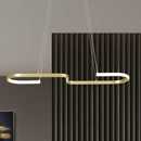 GobekUsa Modern S-Like Chandelier Lamp: Metallic Dining Room Pendant Light in Black/Gold, Warm/White LED Island