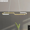 GobekUsa Modern S-Like Chandelier Lamp: Metallic Dining Room Pendant Light in Black/Gold, Warm/White LED Island