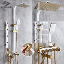 GobekUsa 5-Function Shower Faucet Set with Rain Shower Head, Hand Shower, and Bathtub Spout