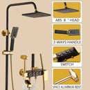 GobekUsa Black Gold Shower Faucet Set with Rainfall Bathroom Mixer Faucets