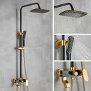 GobekUsa Black Gold Shower Faucet Set with Rainfall Bathroom Mixer Faucets