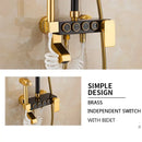 GobekUsa Black Gold Shower Faucet Set with Rainfall Bathroom Mixer Faucets