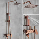 GobekUsa Black Gold Shower Faucet Set with Rainfall Bathroom Mixer Faucets