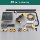 GobekUsa Black Gold Shower Faucet Set with Rainfall Bathroom Mixer Faucets