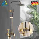GobekUsa Black Gold Shower Faucet Set with Rainfall Bathroom Mixer Faucets