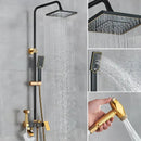 GobekUsa Black Gold Shower Faucet Set with Rainfall Bathroom Mixer Faucets