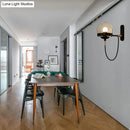 GobekUsa Modernist Black/Gold Rope Wall Sconce with Smoke Glass - 1 Light