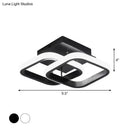 GobekUsa Modern Metal Small Ceiling Lamp - Round/Square/Moon Shape, LED Semi Flush Mount Lighting for Corridor - Black/White