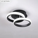 GobekUsa Modern Metal Small Ceiling Lamp - Round/Square/Moon Shape, LED Semi Flush Mount Lighting for Corridor - Black/White
