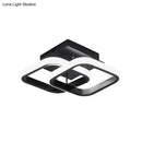 GobekUsa Modern Metal Small Ceiling Lamp - Round/Square/Moon Shape, LED Semi Flush Mount Lighting for Corridor - Black/White
