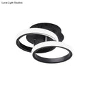 GobekUsa Modern Metal Small Ceiling Lamp - Round/Square/Moon Shape, LED Semi Flush Mount Lighting for Corridor - Black/White