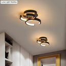 GobekUsa Modern Metal Small Ceiling Lamp - Round/Square/Moon Shape, LED Semi Flush Mount Lighting for Corridor - Black/White