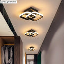 GobekUsa Modern Metal Small Ceiling Lamp - Round/Square/Moon Shape, LED Semi Flush Mount Lighting for Corridor - Black/White