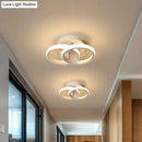 GobekUsa Modern Metal Small Ceiling Lamp - Round/Square/Moon Shape, LED Semi Flush Mount Lighting for Corridor - Black/White