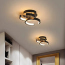GobekUsa Modern Metal Small Ceiling Lamp - Round/Square/Moon Shape, LED Semi Flush Mount Lighting for Corridor - Black/White