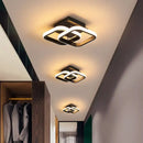 GobekUsa Modern Metal Small Ceiling Lamp - Round/Square/Moon Shape, LED Semi Flush Mount Lighting for Corridor - Black/White