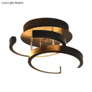 GobekUsa Modern Metal Small Ceiling Lamp - Round/Square/Moon Shape, LED Semi Flush Mount Lighting for Corridor - Black/White
