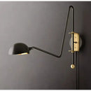 GobekUsa Black/Gold Lustre Copper Swing Arm Wall Lamp for Modern Living Spaces
