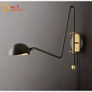 GobekUsa Black/Gold Lustre Copper Swing Arm Wall Lamp for Modern Living Spaces