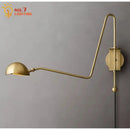 GobekUsa Black/Gold Lustre Copper Swing Arm Wall Lamp for Modern Living Spaces
