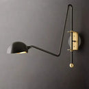 GobekUsa Black/Gold Lustre Copper Swing Arm Wall Lamp for Modern Living Spaces