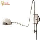 GobekUsa Black/Gold Lustre Copper Swing Arm Wall Lamp for Modern Living Spaces