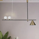 GobekUsa Contemporary Black/Gold Metal Linear Chandelier - Triple Light, Ideal for Islands