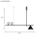 GobekUsa Contemporary Black/Gold Metal Linear Chandelier - Triple Light, Ideal for Islands