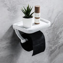 Modern black & gold tissue paper holder with phone tray bathroom rack by Decorbites