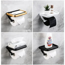 Modern black & gold tissue paper holder with phone tray bathroom rack by Decorbites