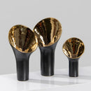 GobekUsa Golden Trumpet Ceramic Flower Vase Home Decoration Accessories