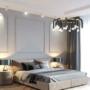 GobekUsa Black U Shape Tube Gold Ring Chandelier for Foyer Dining Room Lighting