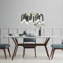 GobekUsa Black U Shape Tube Gold Ring Chandelier for Foyer Dining Room Lighting