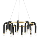 GobekUsa Black U Shape Tube Gold Ring Chandelier for Foyer Dining Room Lighting