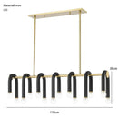 GobekUsa Black U Shape Tube Gold Ring Chandelier for Foyer Dining Room Lighting