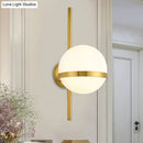 GobekUsa Modern Black/Gold Vertical Wall Sconce with Orbit Opal Glass Shade - 1 Head Metal Wall Lamp, 6"/8" Width