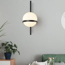 GobekUsa Modern Black/Gold Vertical Wall Sconce with Orbit Opal Glass Shade - 1 Head Metal Wall Lamp, 6"/8" Width