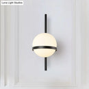 GobekUsa Modern Black/Gold Vertical Wall Sconce with Orbit Opal Glass Shade - 1 Head Metal Wall Lamp, 6"/8" Width