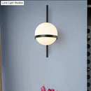 GobekUsa Modern Black/Gold Vertical Wall Sconce with Orbit Opal Glass Shade - 1 Head Metal Wall Lamp, 6"/8" Width