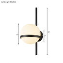 GobekUsa Modern Black/Gold Vertical Wall Sconce with Orbit Opal Glass Shade - 1 Head Metal Wall Lamp, 6"/8" Width