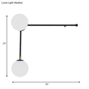 GobekUsa Modern Wall Lamp with Crossed Lines, Glass Shade, Black/Gold Finish - 2/4 Lights
