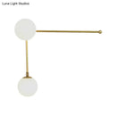 GobekUsa Modern Wall Lamp with Crossed Lines, Glass Shade, Black/Gold Finish - 2/4 Lights